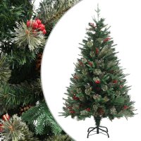 vidaXL Weihnachtsbaum mit Zapfen Grün 120 cm PVC...