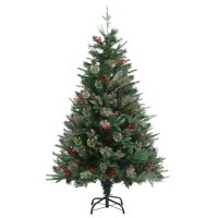 vidaXL Weihnachtsbaum mit Zapfen Gr&uuml;n 120 cm PVC &amp; PE