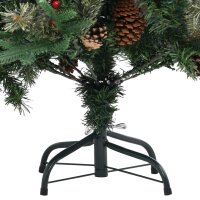 vidaXL Weihnachtsbaum mit Zapfen Gr&uuml;n 120 cm PVC &amp; PE