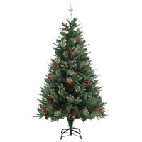 vidaXL Weihnachtsbaum mit Zapfen Grün 150 cm PVC...