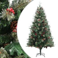 vidaXL Weihnachtsbaum mit Zapfen Grün 195 cm PVC...