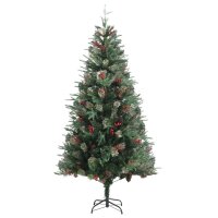 vidaXL Weihnachtsbaum mit Zapfen Grün 225 cm PVC...