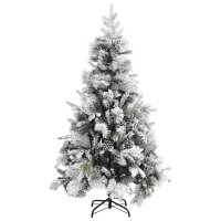 vidaXL Weihnachtsbaum mit Zapfen Beschneit 195 cm PVC &amp; PE
