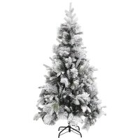 vidaXL Weihnachtsbaum mit Zapfen Beschneit 225 cm PVC &amp; PE