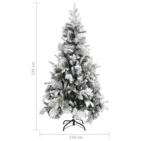 vidaXL Weihnachtsbaum mit Zapfen Beschneit 225 cm PVC &amp; PE
