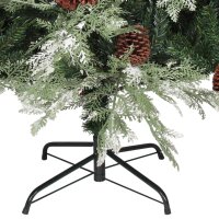 vidaXL Weihnachtsbaum mit Zapfen Gr&uuml;n und Wei&szlig; 120 cm PVC &amp; PE
