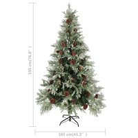 vidaXL Weihnachtsbaum mit Zapfen Gr&uuml;n und Wei&szlig; 195 cm PVC &amp; PE