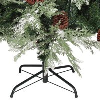 vidaXL Weihnachtsbaum mit Zapfen Grün und Weiß 225 cm PVC & PE