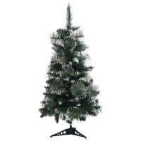 vidaXL K&uuml;nstlicher Weihnachtsbaum mit St&auml;nder Gr&uuml;n und Wei&szlig; 90 cm PVC
