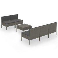 vidaXL 6-tlg. Garten-Lounge-Set mit Auflagen Poly Rattan...