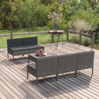 vidaXL 6-tlg. Garten-Lounge-Set mit Auflagen Poly Rattan...