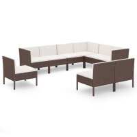 vidaXL 9-tlg. Garten-Lounge-Set mit Auflagen Poly Rattan Braun