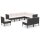 vidaXL 9-tlg. Garten-Lounge-Set mit Auflagen Poly Rattan Schwarz