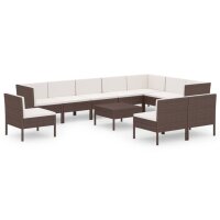 vidaXL 11-tlg. Garten-Lounge-Set mit Auflagen Poly Rattan...