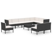 vidaXL 11-tlg. Garten-Lounge-Set mit Auflagen Poly Rattan...