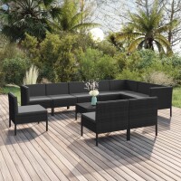 vidaXL 11-tlg. Garten-Lounge-Set mit Auflagen Poly Rattan...