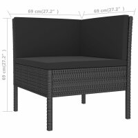 vidaXL 11-tlg. Garten-Lounge-Set mit Auflagen Poly Rattan Schwarz