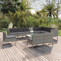 vidaXL 11-tlg. Garten-Lounge-Set mit Auflagen Poly Rattan...