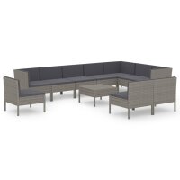 vidaXL 11-tlg. Garten-Lounge-Set mit Auflagen Poly Rattan...