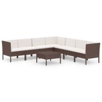 vidaXL 8-tlg. Garten-Lounge-Set mit Auflagen Poly Rattan...