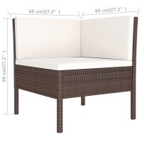 vidaXL 8-tlg. Garten-Lounge-Set mit Auflagen Poly Rattan Braun