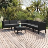 vidaXL 8-tlg. Garten-Lounge-Set mit Auflagen Poly Rattan...