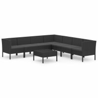 vidaXL 8-tlg. Garten-Lounge-Set mit Auflagen Poly Rattan...