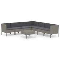 vidaXL 8-tlg. Garten-Lounge-Set mit Auflagen Poly Rattan...