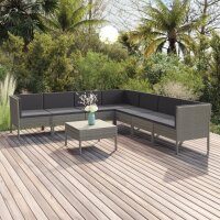 vidaXL 8-tlg. Garten-Lounge-Set mit Auflagen Poly Rattan...