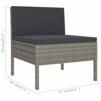 vidaXL 8-tlg. Garten-Lounge-Set mit Auflagen Poly Rattan Grau