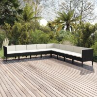 vidaXL 9-tlg. Garten-Lounge-Set mit Auflagen Poly Rattan Schwarz