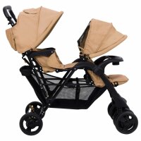 vidaXL Tandem-Zwillingskinderwagen Taupe Stahl