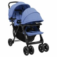 vidaXL Tandem-Zwillingskinderwagen Marineblau Stahl