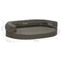 vidaXL Hundematratze Ergonomisch 75x53cm Leinenoptik Dunkelgrau