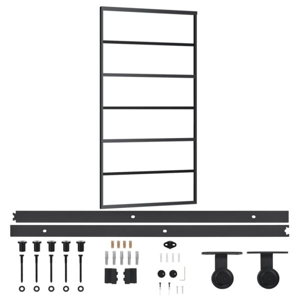 vidaXL Schiebet&uuml;r mit Beschlag ESG-Glas &amp; Aluminium 102x205 cm