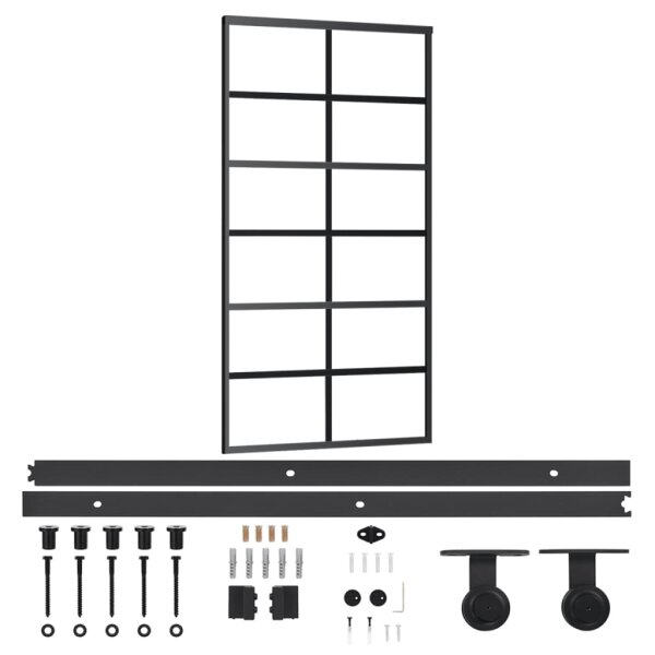 vidaXL Schiebet&uuml;r mit Beschlag ESG-Glas &amp; Aluminium 102x205 cm