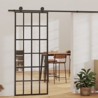 vidaXL Schiebetür mit Beschlag ESG-Glas & Aluminium 76x205 cm