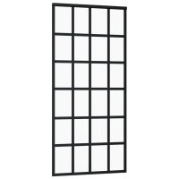 vidaXL Schiebetür mit Beschlag ESG-Glas & Aluminium 90x205 cm