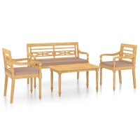 vidaXL 4-tlg. Garten-Lounge-Set mit Kissen Massivholz Teak