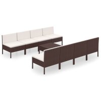 vidaXL 9-tlg. Garten-Lounge-Set mit Auflagen Poly Rattan Braun