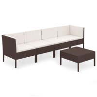 vidaXL 5-tlg. Garten-Lounge-Set mit Auflagen Poly Rattan...