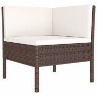 vidaXL 5-tlg. Garten-Lounge-Set mit Auflagen Poly Rattan Braun