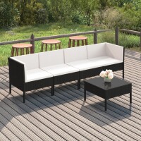 vidaXL 5-tlg. Garten-Lounge-Set mit Auflagen Poly Rattan...