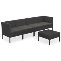 vidaXL 5-tlg. Garten-Lounge-Set mit Auflagen Poly Rattan...