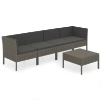 vidaXL 5-tlg. Garten-Lounge-Set mit Auflagen Poly Rattan...