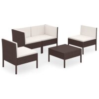 vidaXL 5-tlg. Garten-Lounge-Set mit Auflagen Poly Rattan...