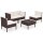 vidaXL 5-tlg. Garten-Lounge-Set mit Auflagen Poly Rattan Braun