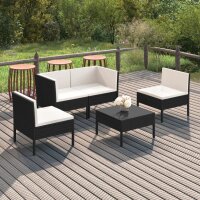 vidaXL 5-tlg. Garten-Lounge-Set mit Auflagen Poly Rattan...