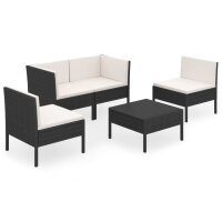 vidaXL 5-tlg. Garten-Lounge-Set mit Auflagen Poly Rattan...