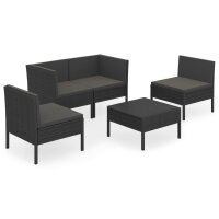 vidaXL 5-tlg. Garten-Lounge-Set mit Auflagen Poly Rattan...